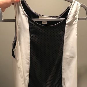 leather and chiffon shirt